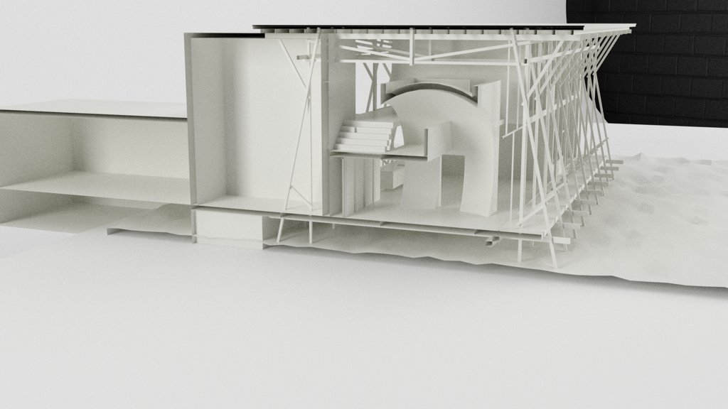 White model — sectional view showing interior