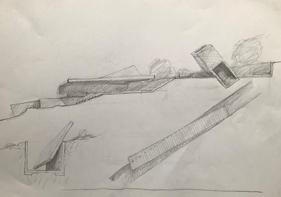 Pencil sketch — gallery section and perspective