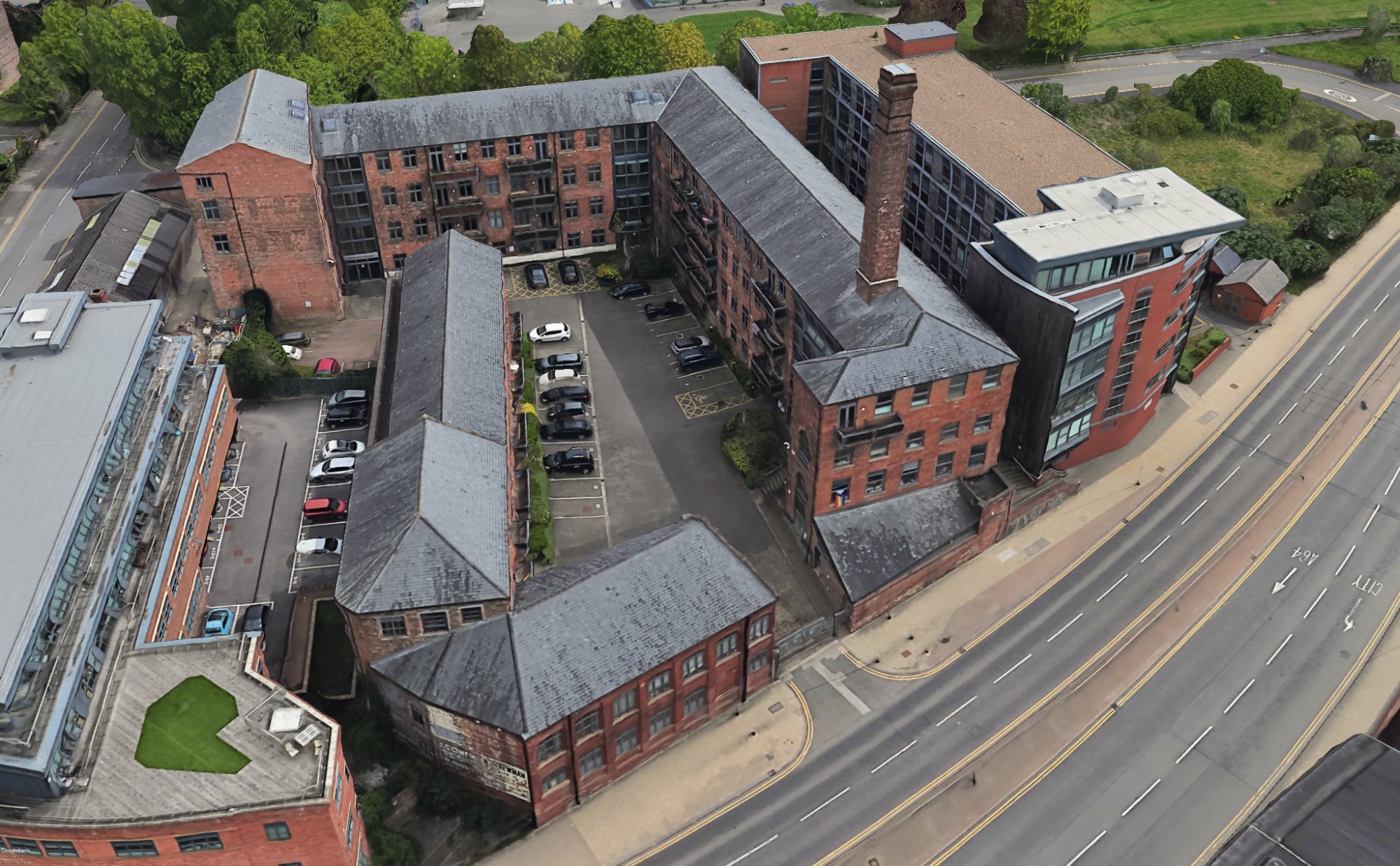 Aerial view of East Street Mills complex