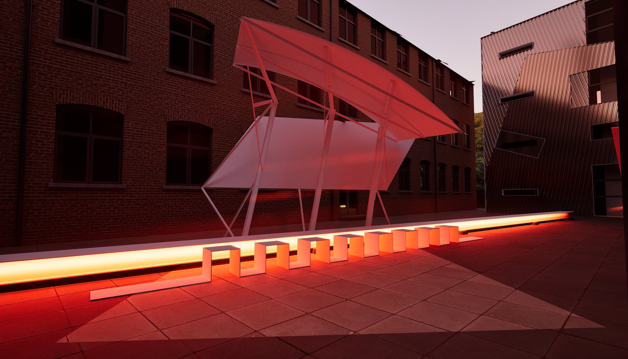 Corridor with red supergraphic apartment door numbered 24