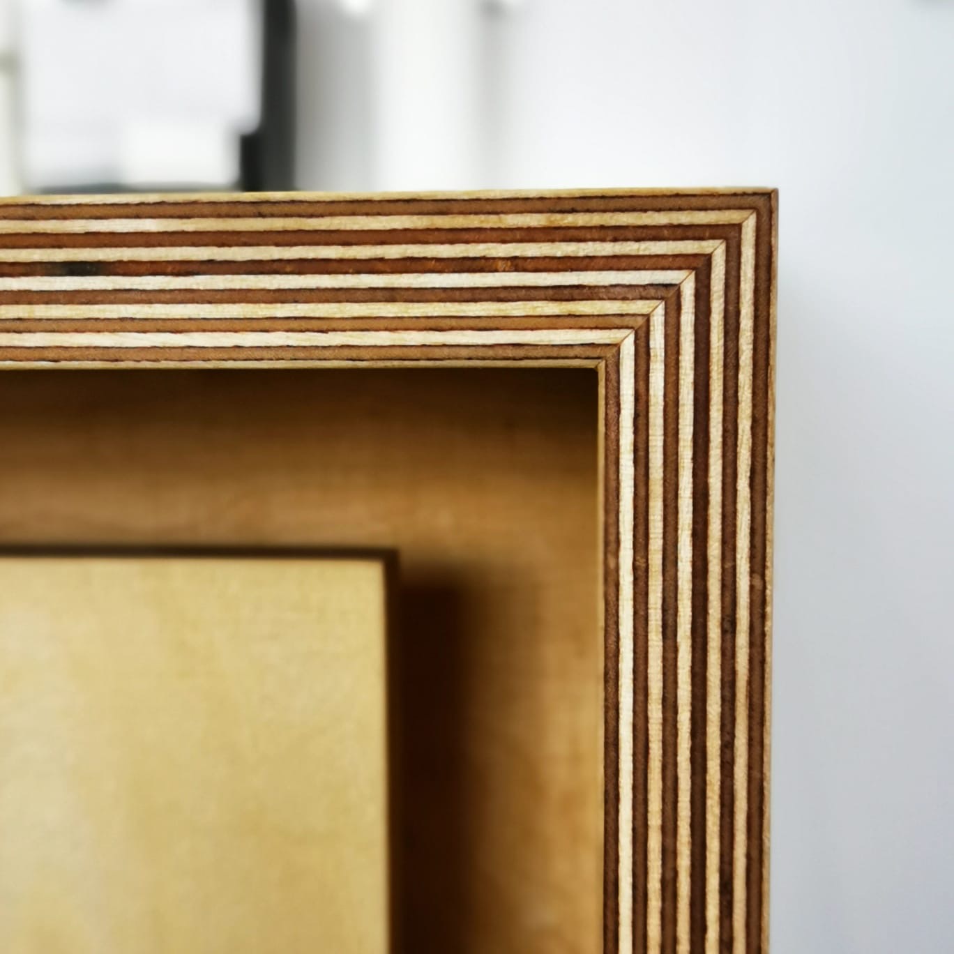 Detail — birch plywood edge grain showing lamination layers