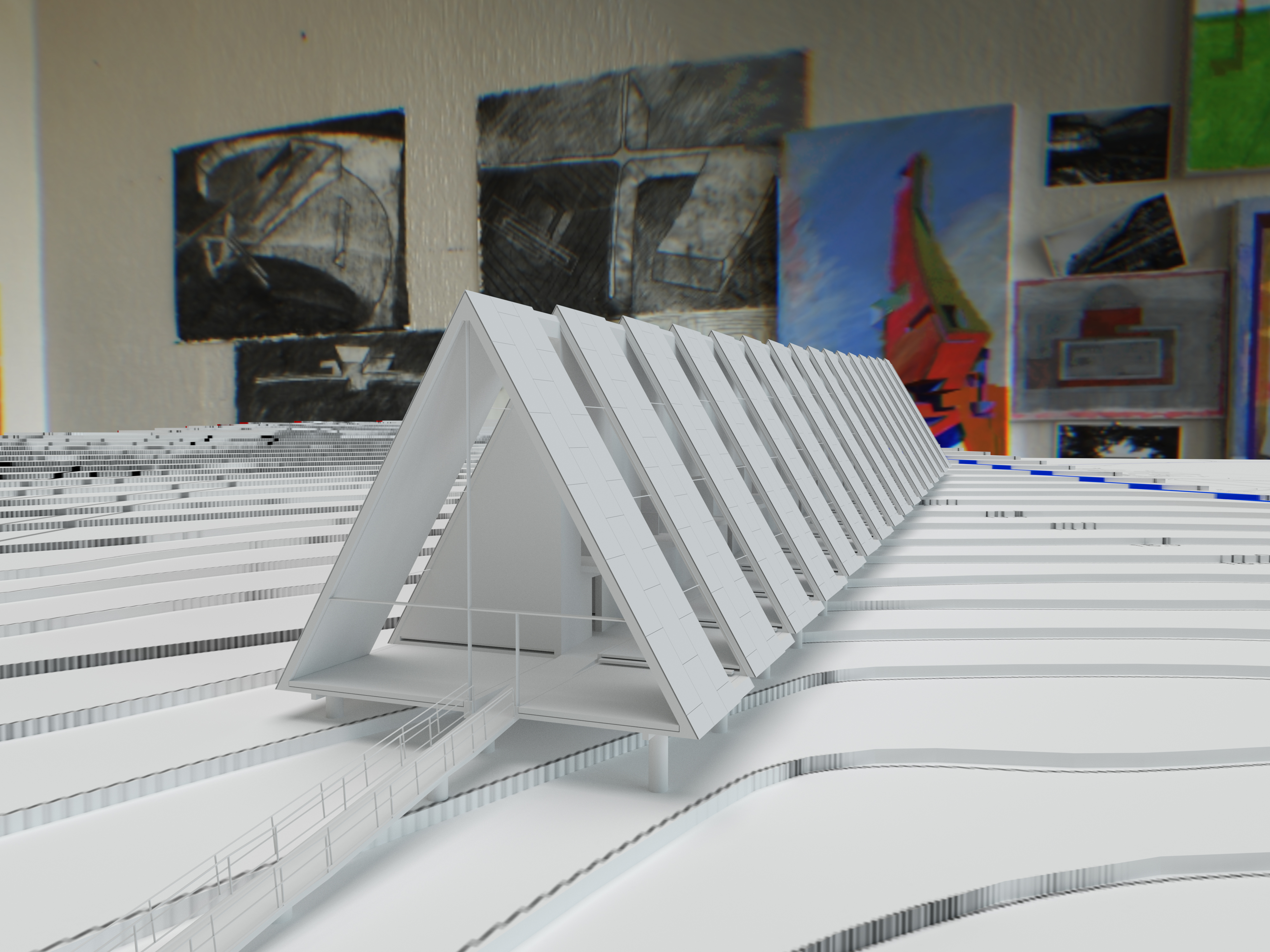 Physical model entry-side view of triangular structure