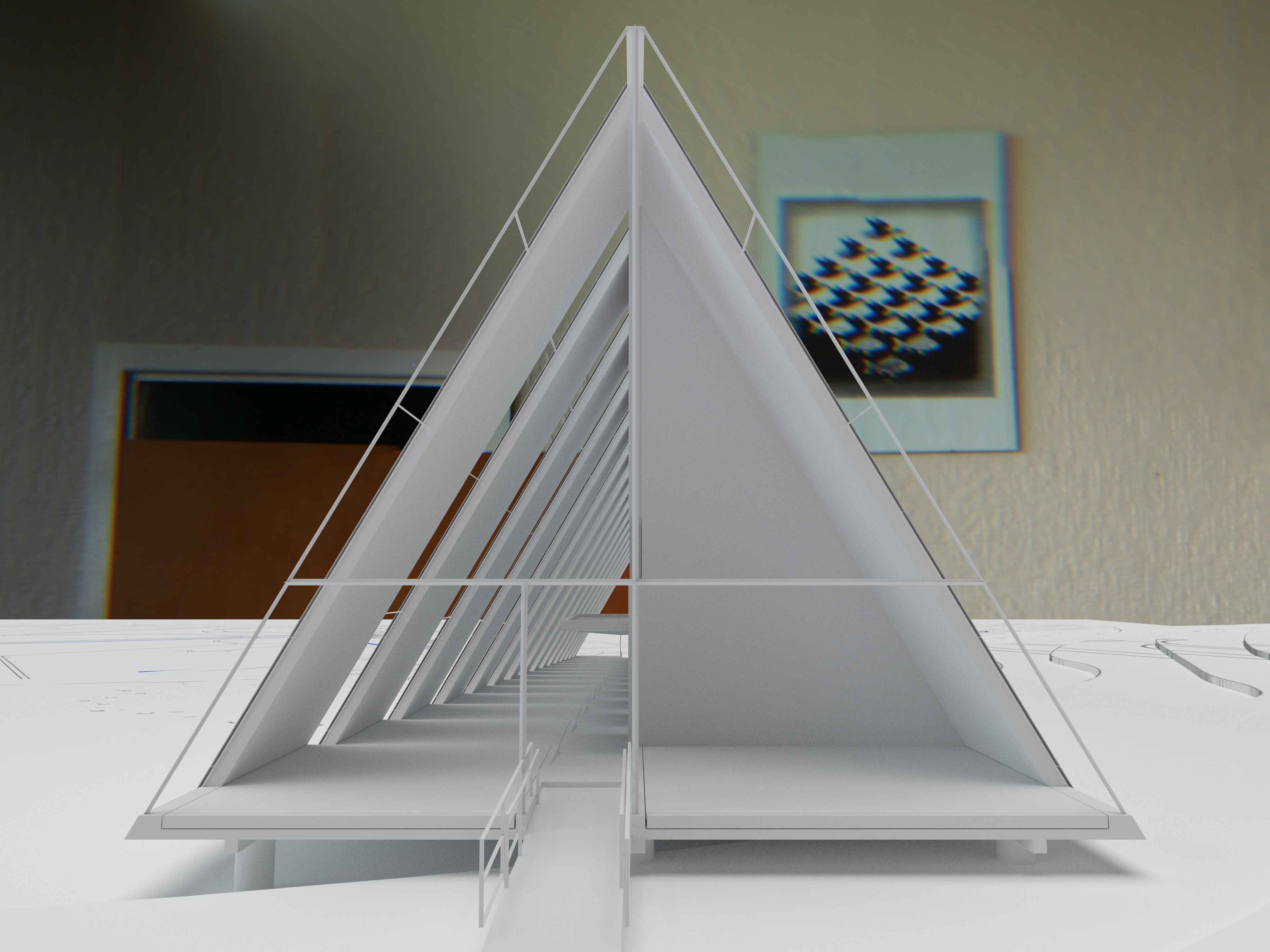 Physical model end view through triangular section