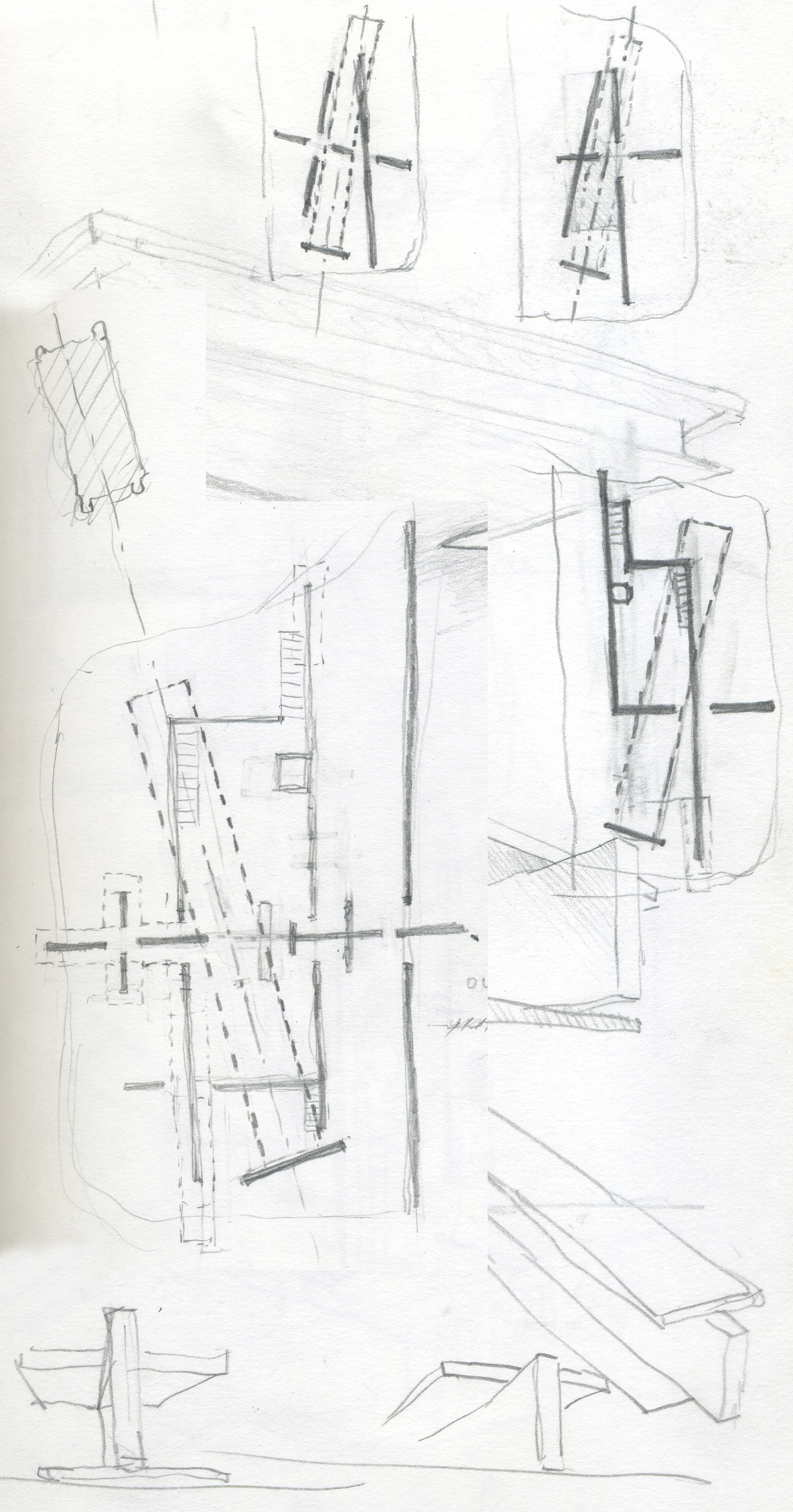 Diagrammatic sketch sheet of alignment and section studies