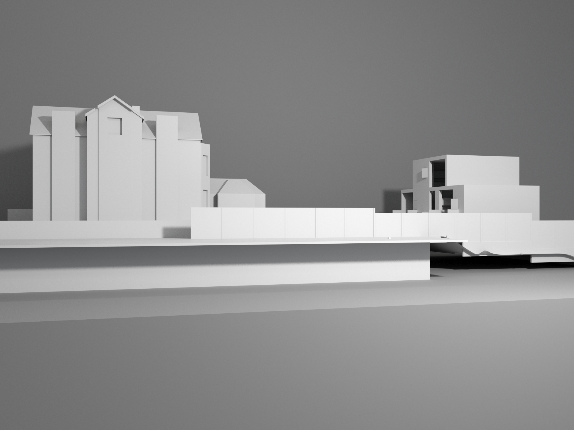 Physical model street elevation showing scale between existing and proposed buildings