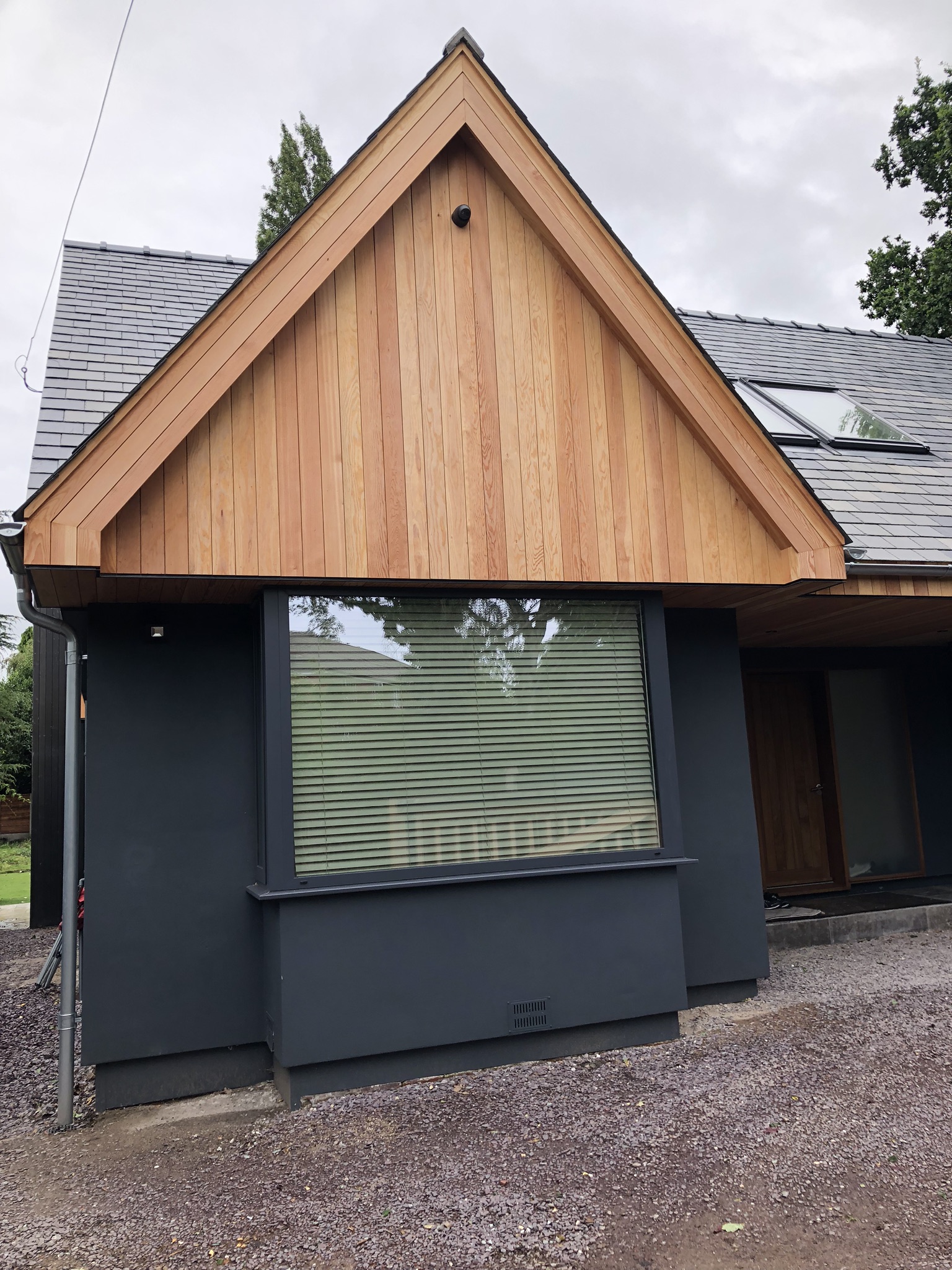 Detail of the Douglas Fir clad gable and window