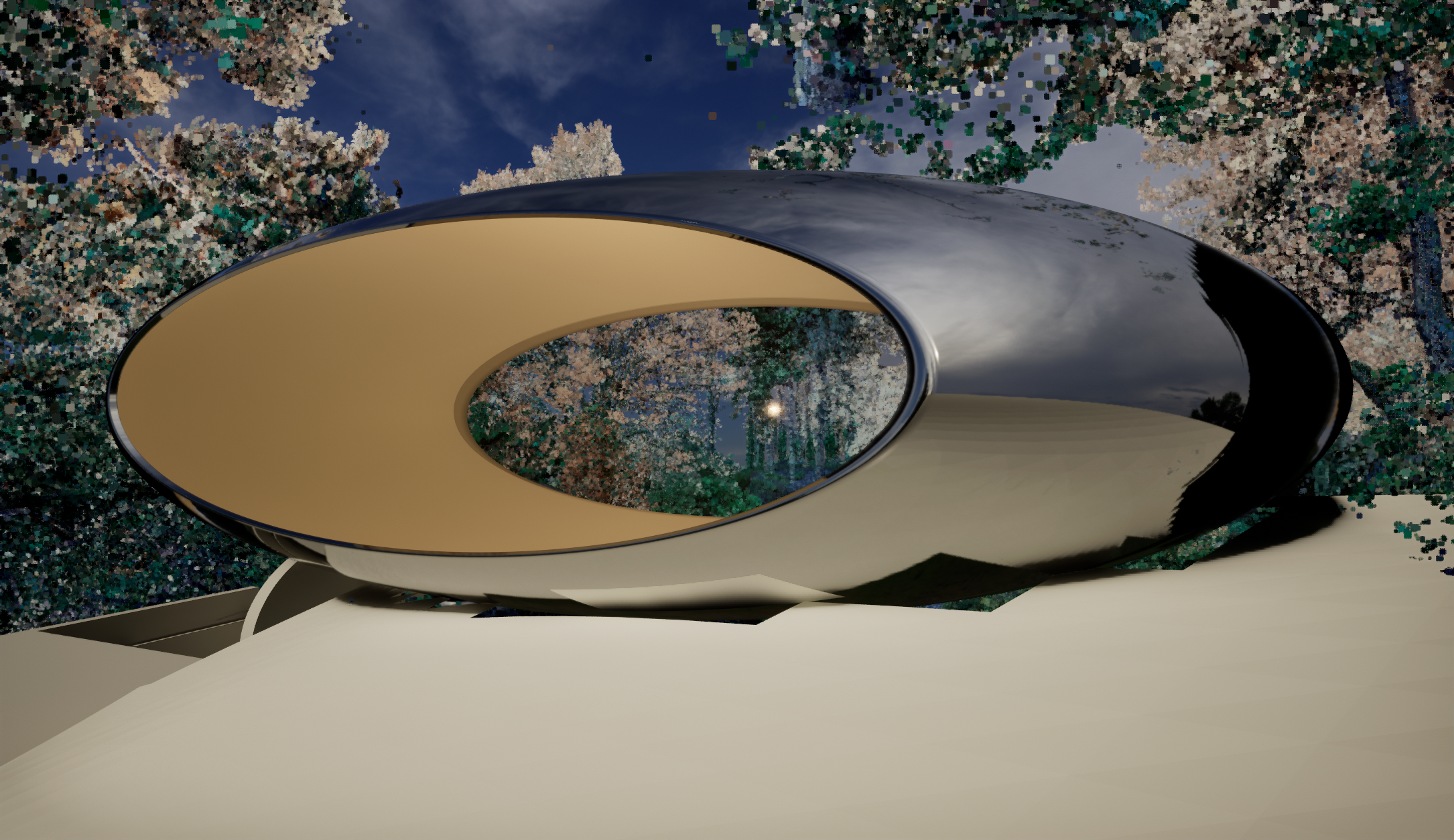 Pavilion sketch perspective in the garden