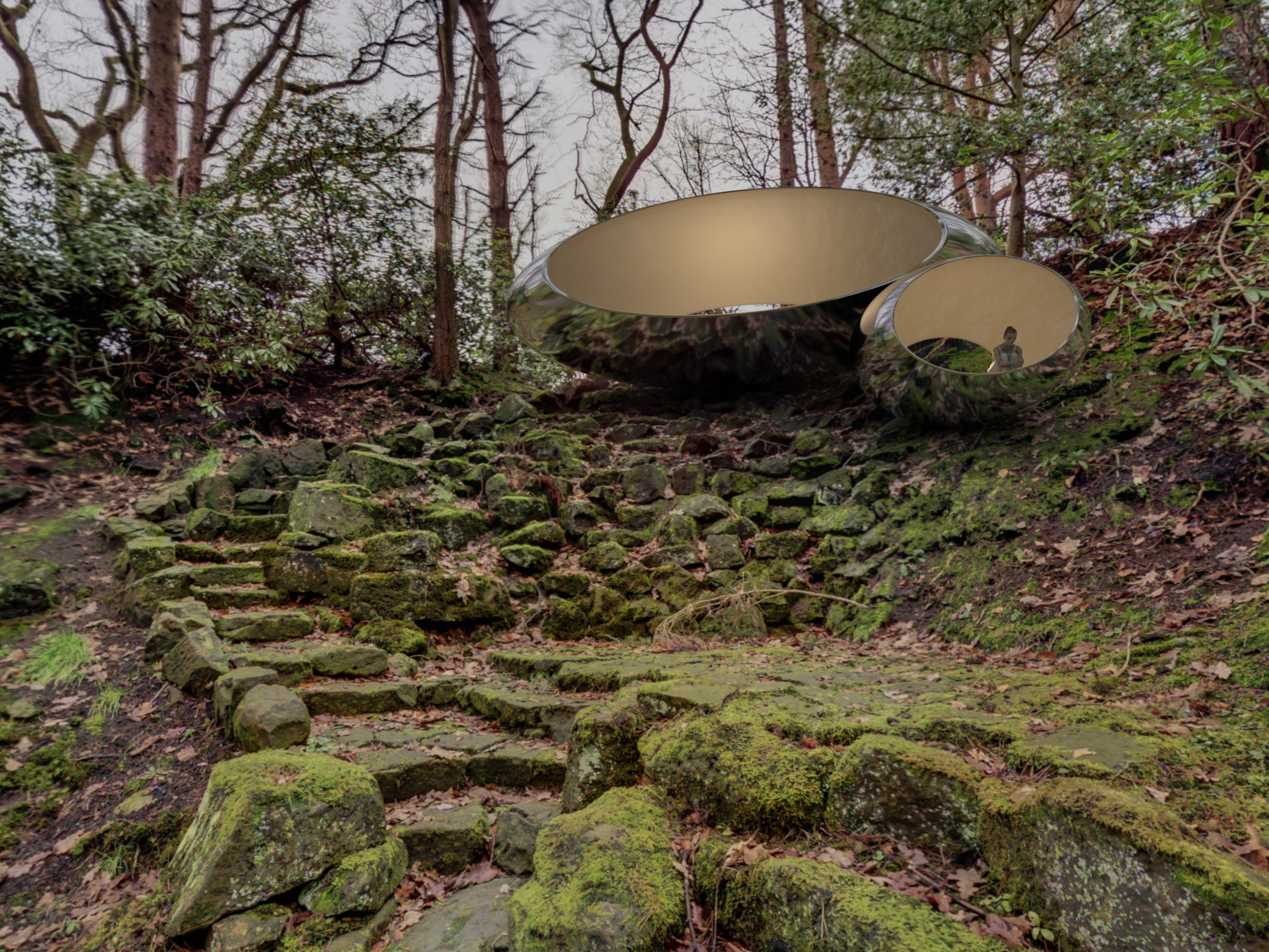 Exterior view of the pavilion in the garden