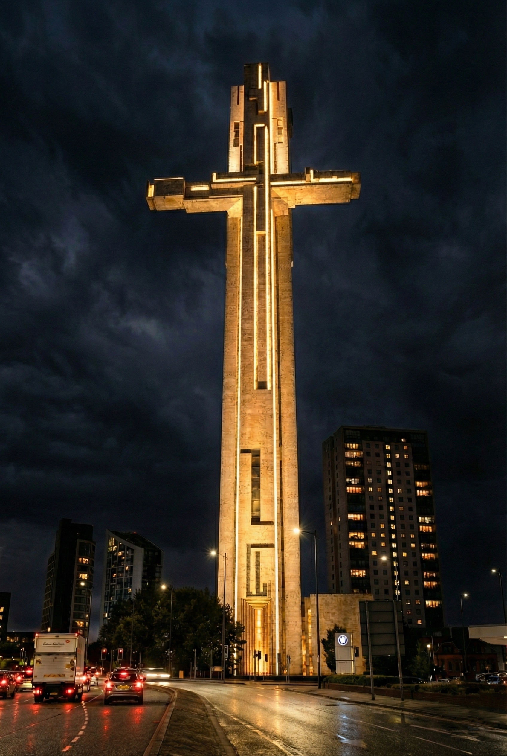 Nighttime illuminated tower