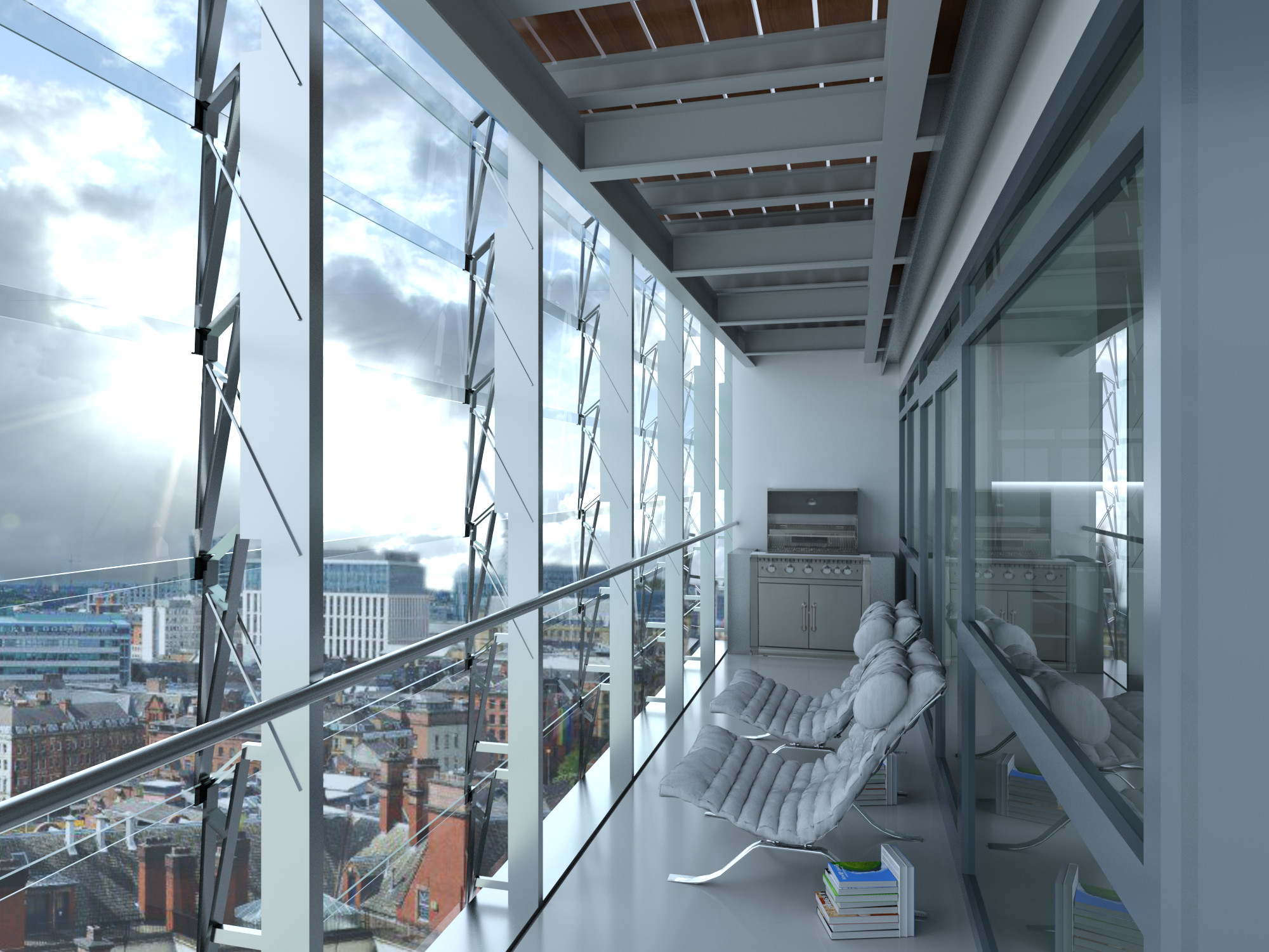 Frontal perspective of the renovated penthouse form