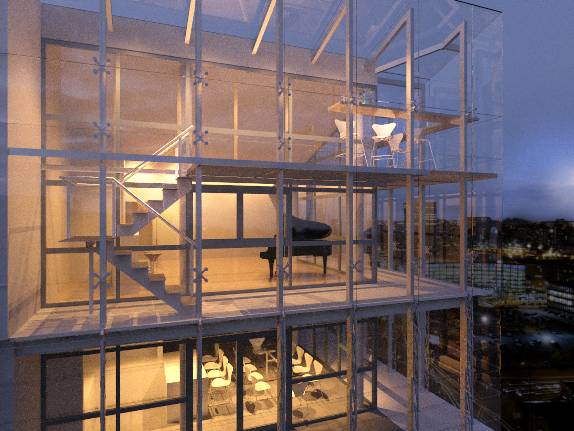 Elevated view across renovated top-floor apartment